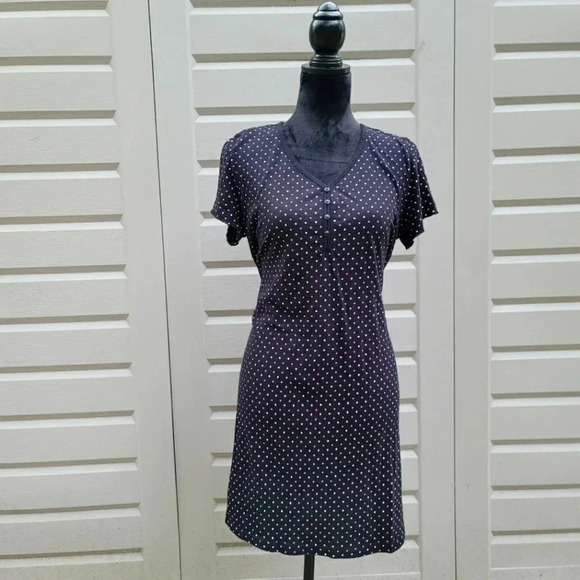 Charter Club Intimates Womens Medium Night Gown Cotton Stretch Black Pink Polka - Picture 1 of 6